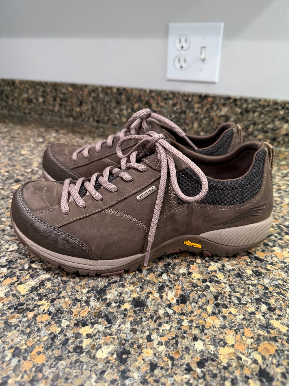 Dansko Paisley 37  Walking Shoes - Brown Lace-Up Comfort Sneakers